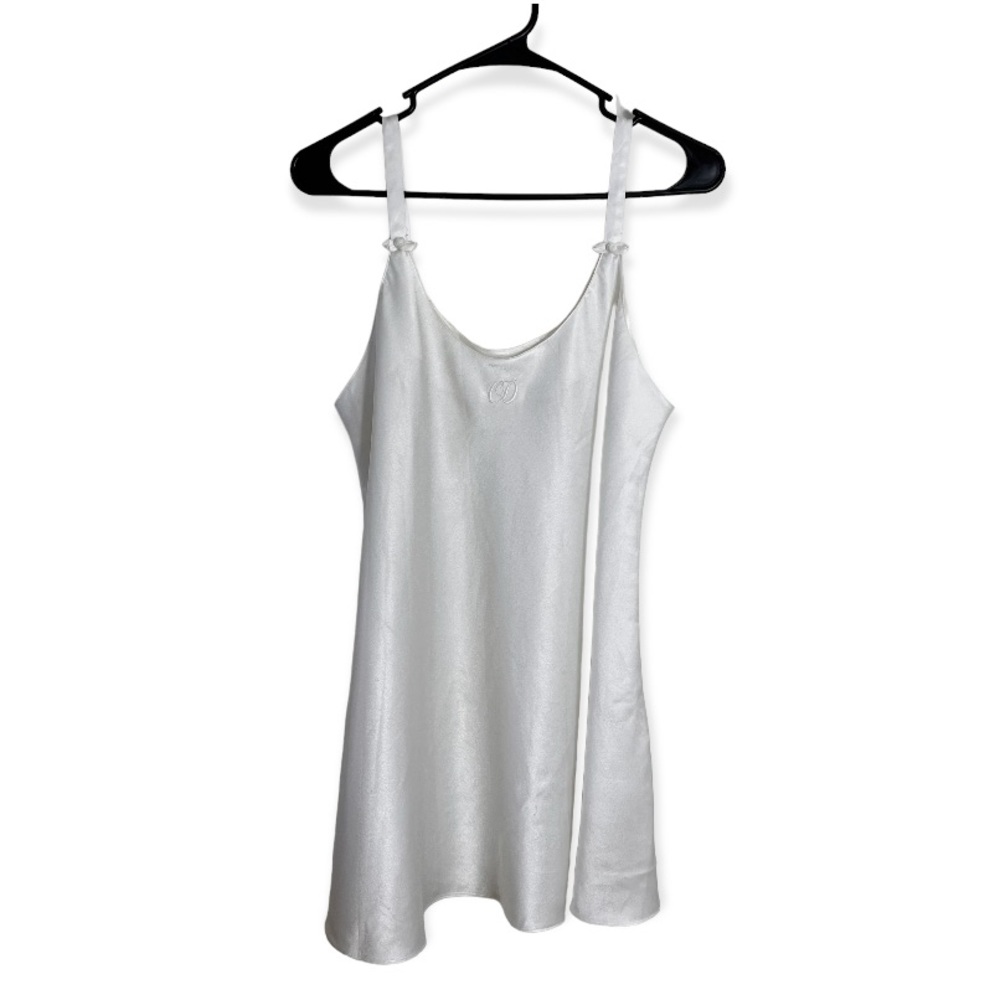 Christian Dior Vintage 90s white satin mini slip nightgown dress